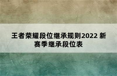 王者荣耀段位继承规则2022 新赛季继承段位表